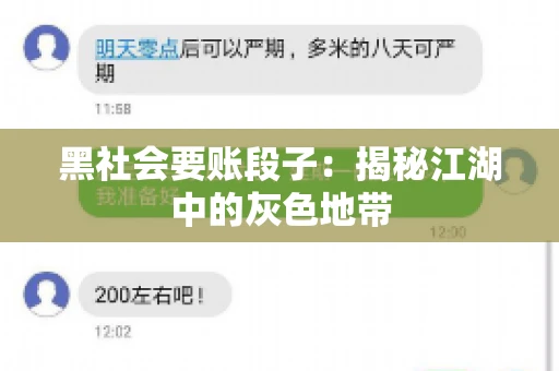 黑社会要账段子:揭秘江湖中的灰色地带 黑社会要账段子:揭秘江湖中的灰色地带