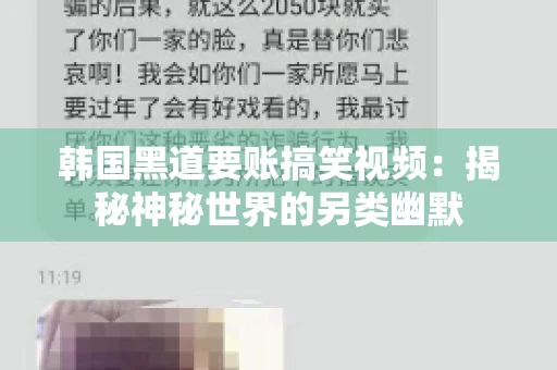 韩国黑道要账搞笑视频：揭秘神秘世界的另类幽默