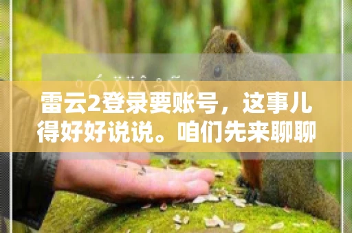 雷云2登录要账号，这事儿得好好说说。咱们先来聊聊，为什么登录游戏要账号？这背后可有不少门道呢。