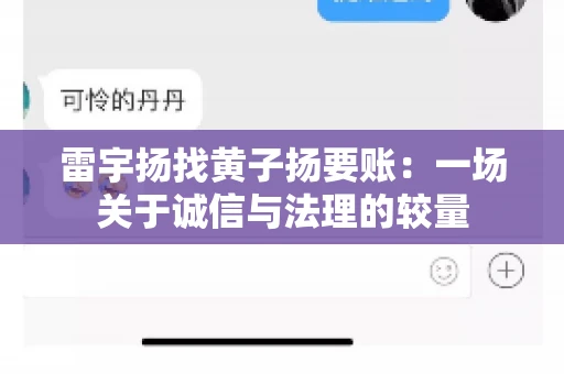 雷宇扬找黄子扬要账：一场关于诚信与法理的较量
