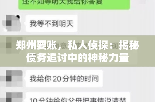 郑州要账，私人侦探：揭秘债务追讨中的神秘力量
